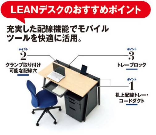 配線スッキリ、リモートワークにおすすめ！コクヨ製デスク「LEAN