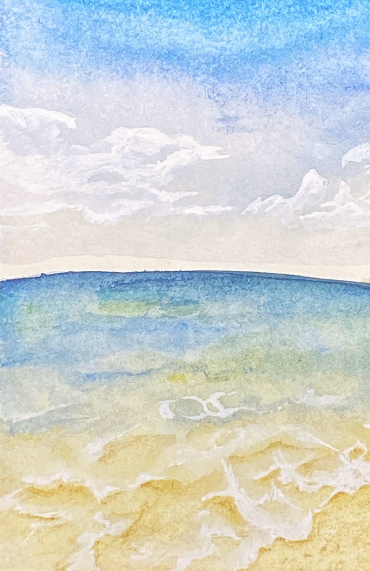 絵画色鉛筆風景画 沖縄の海 原画 油絵 沖縄の風景 Easyorder Com Ar